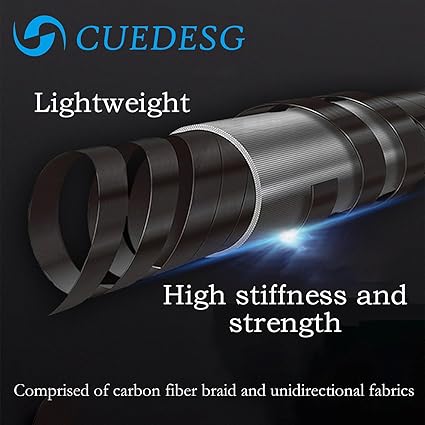 Carbon Fiber Pool Cue Stick 10.5mm11.8mm12.5mm,Low Deflection Pool Stick with Rare Wood Butt,Professional Cue Stick with Box Case