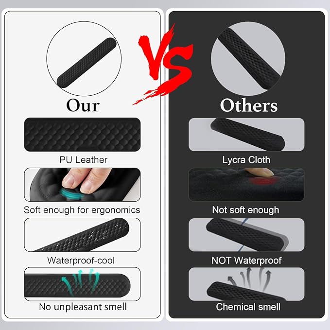 Wrist rest for keyboard, ergonomic with synthetic leather and memory foam, comfortable laptop wrist support, keyboard cushion to relieve typing pain
