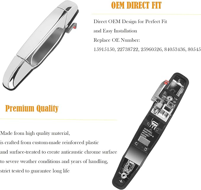 Front Right Passenger Door Handle for 2007 2008 2009 2010 2011 2012 2013 2014 Chevy Silverado Tahoe Avalanche Suburban GMC Sierra Yukon XL Cadillac Escalade Outside Door Handle