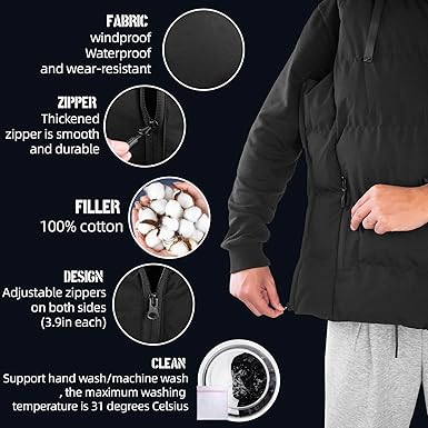 15 Heated Zones Heated Vest, Heated Vest for Men Women Lightweight Electric Heating Vests with 35000mAH 7.4V Battery Pack for Winter (XL)