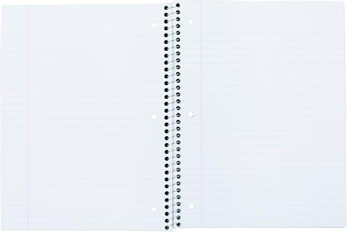 Mead Spiral Notebook, 1 Subject, Wide Ruled Paper, 100 Sheets, 10-12" x 8", Color Selected For You, 1 Count (05514) (Pack of 2)