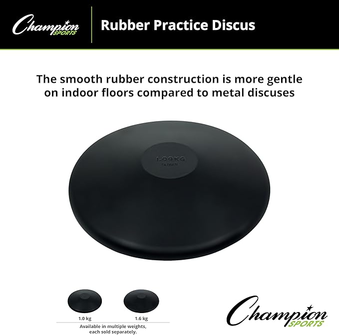 Champion Sports Rubber Practice Discus, 1.0 kg , Black