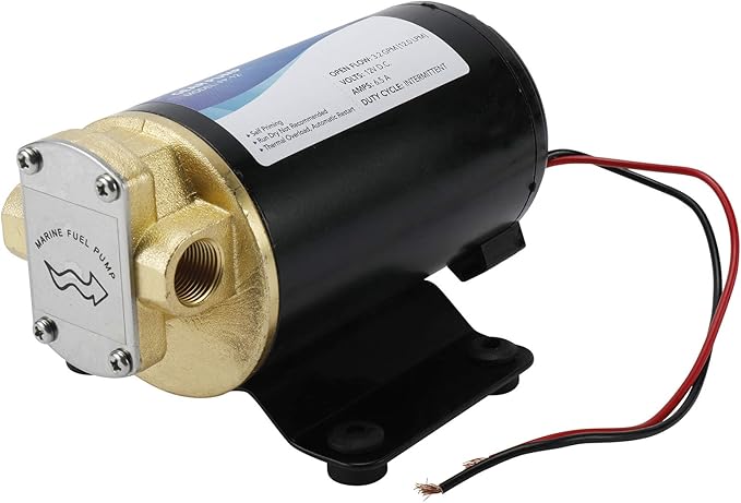 YaeMarine 12V 3.2GPM (12.0LPM) Oil Pump Turbo Pump Oil Scavenge Pump Impellor Gear Pump Self Priming Reversible for Diesel Lubricants Machinery Fuel Scavenge Oil Transfer (Black)