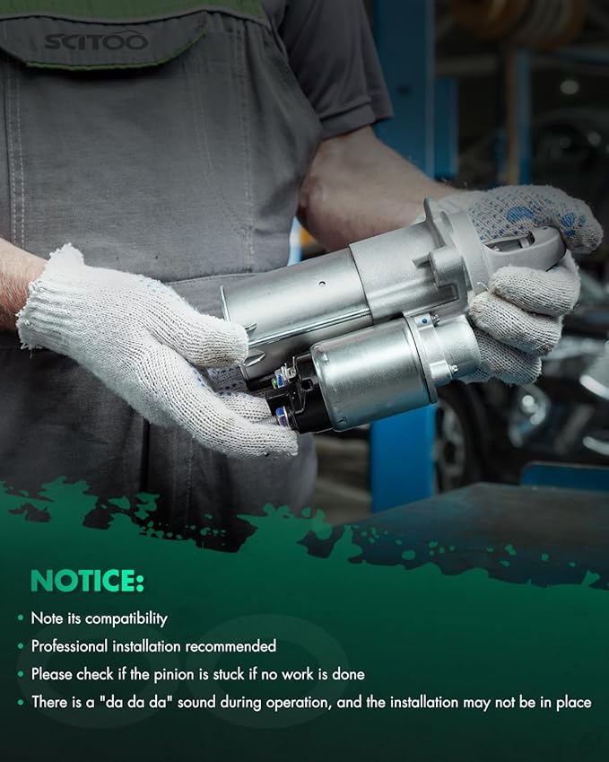 SCITOO Starter Motor 17724 16013 for Volkswagen for Cabrio 2.0L 1995-1997 for Volkswagen for Passat 1.9L 1995-1997 BOSCH PMGR 12V 2.0kW CCW 10 Tooth