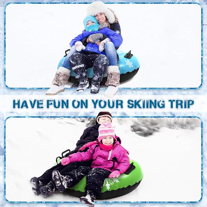 36'' 4Pack/ 47'' 1Pack Sleds, Snow Sled for Kids and Adult, Snow Tube for Sledding Heavy Duty Thickened Double Bottom with Handles, Sleds for Snow Outdoor Toys Gifts for Family Boys and Girls