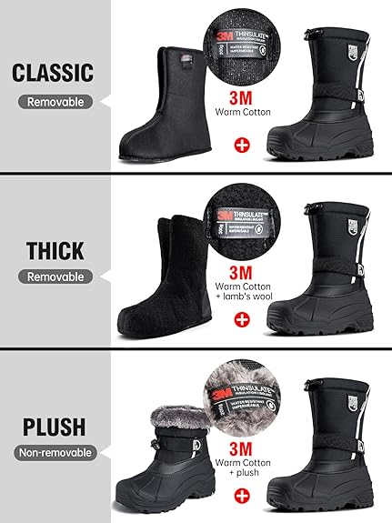FREE SOLDIER Mens Snow Boots Insulated Waterproof Hiking Winter Shoes Nonslip Outdoor Ankle Cold Weather Boots
