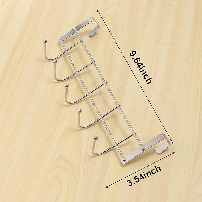 Over The Door 5 Hooks Home Bathroom Organizer Rack Clothes Coat Hat Towel Hanger Stainless Steel Good Load-Bearing