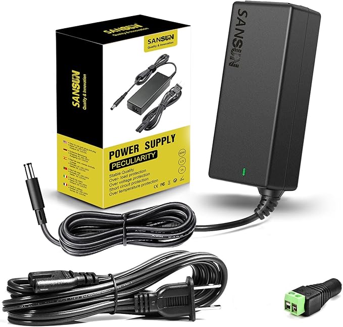 12V 5A Power Supply, AC 120V to DC12V 5.5x2.1mm Jack Converter, 12 Volt LED Driver 60W Adapter Transformer for Strip Lights, Surveillance Cameras, External HDD, Monitor, CCTV (Pack of 1)