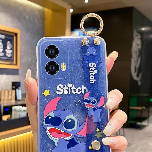 for Motorola Moto G Stylus 5g 2024 Case 6.7" Wrist Strap Cute Cartoon Phone Case for Women Girls Aesthetic Design TPU Shockproof Protective Case (Stit 1)