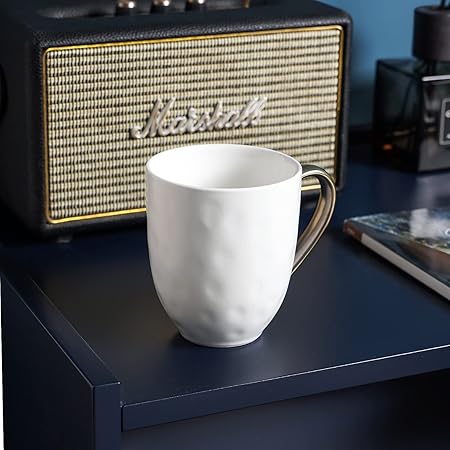 Stone lain Florian Contemporary Porcelain Mug Set, Modern Gold and White