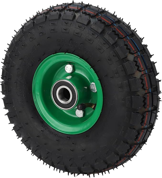 10 Inch Solid Rubber Tire Wheel, 4.103.50-4 Tire and Wheel FlatFree, Heavy Duty Replacement Wheel for Wheelbarrow Hand Truck Garden Wagon Trolley Cart Dolly Lawn Mover