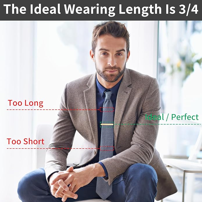 6 Pcs Tie Clips for Men, 6 Classic Colors Shiny & Glossy Tie Bar, Ideal for Father, Husband, Boyfriend, Business, Wedding, Tie Pins with Gift Box