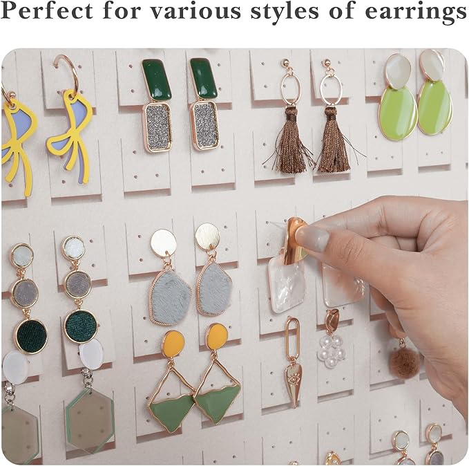 Lolalet Hanging Earring Holder Organizer with 20 Hooks for Women, Earring Organizer Wall Earrings Hanger Pierced Earring Storage, Felt Stud Earring Display, 608 Holes for Earrings- Beige, 1 Pack