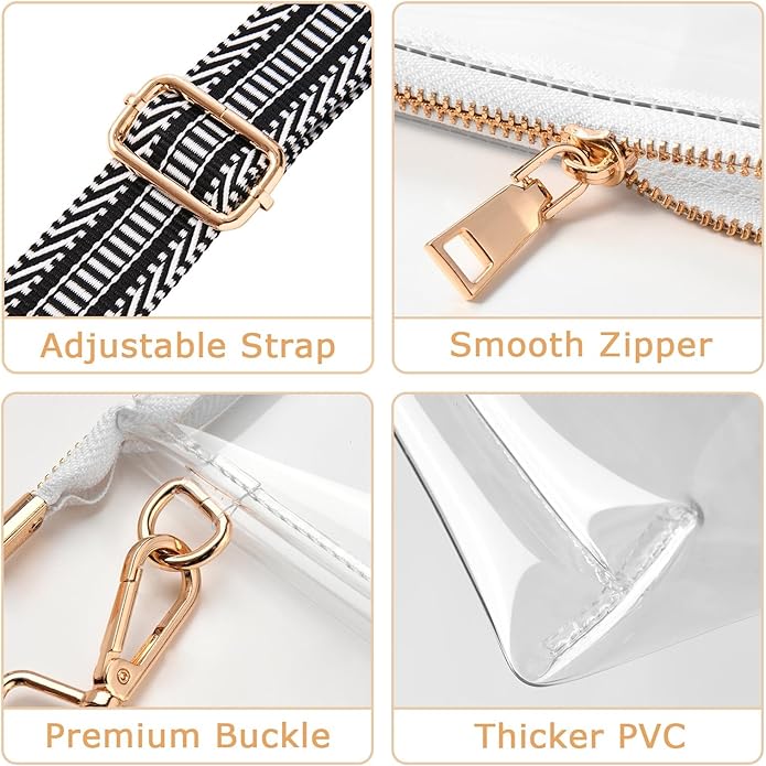Clear Purse for Women - Stadium Approved Crossbody Bag, Small Stadium Bag for Concerts Sports Events