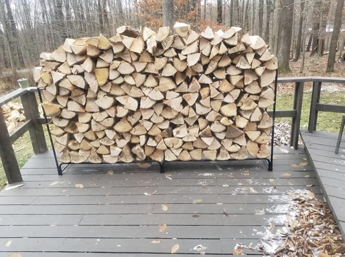 Rocky Mountain Goods 8 ft Firewood Rack - Outdoor/Indoor - Wood Storage Firewood Holder - Heavy Duty Steel Log Rack - Easy Install in Minutes - Included Hardware - Keeps Firewood Up and Dry