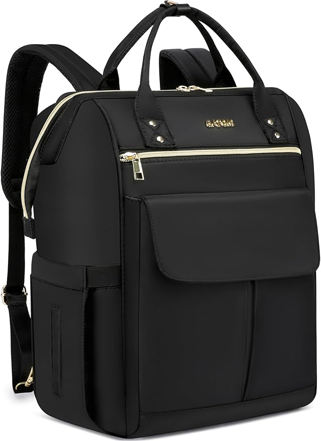 CAFELE Convertible Backpack for Women Men,School Backpacks for Teen Girls Boys,Large Wide Open Backpack with USB Charging Port, 17.3 Inch Work Laptop Backpack,Black(2321H-01)