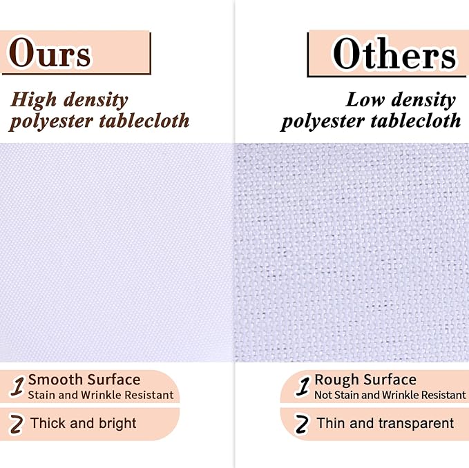 Kesfey 60 x102 inch White Rectangle Table Cloths 2 Packs Polyester Tablecloths High Density Washable Fabric Table Cover for 6 Foot Tables Wrinkle Resistant Tablecloth for Wedding Buffet Banquet Party