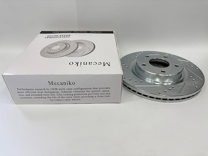 Front 11.10" Drilled and Slotted Brake Rotors Compatible with 1998-2017 Honda Accord, 2002-2004 CR-Z, 2006-2021 Civic, 2003-2011 Element, 2016 CR-V, 06-11 Acura CSX, 14-15 ILX Brakes, 31257