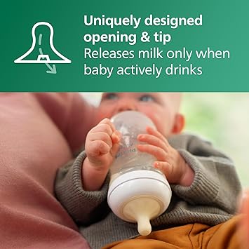 Philips Avent Natural Glass Baby Bottles with Natural Response Nipples (Medium Flow, Flow 3), 8oz, 2-Pack, SCY91302