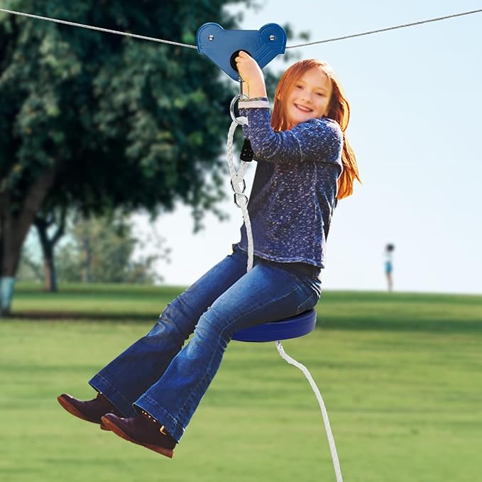 Zip Lines,Zip Line Kit,Zipline,Slackline Pulley,120ft with Stainless Steel Spring Brake