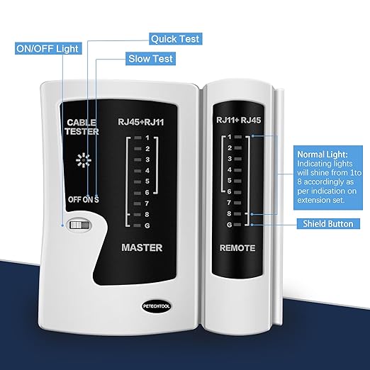 Network Ethernet Cable Tester for LAN RJ45 Cat5 Cat5e Cat6 Cat6a Cat7 UTPShielded Cable and RJ11 RJ12