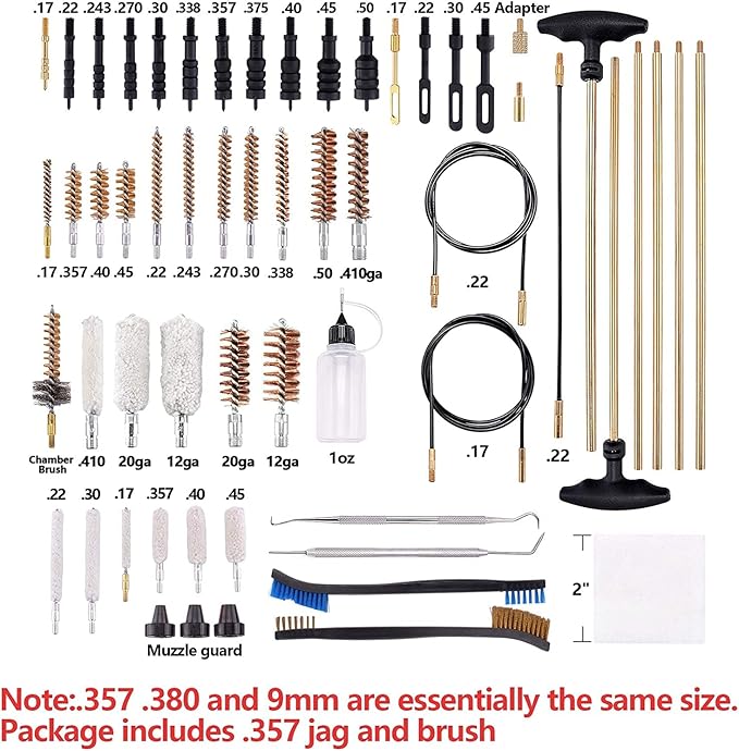 BOOSTEADY Gun Cleaning Kit Universal Gun Cleaning Kit Shotgun Pistol Cleaning Kit with Lightweight Organized Carrying Case Gun Cleaning Supplies Gun Cleaner Bottle Brass Jags and Tips