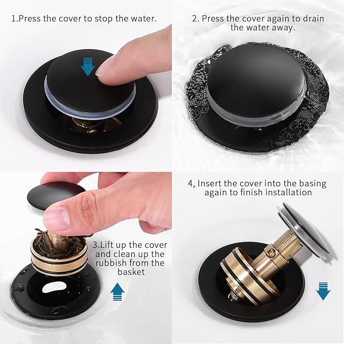 Stylish Matte Black Sink Drain for Comfort, Anti-Clogging Design, Easy Installation Modern