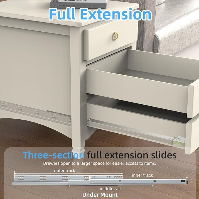 1 par de diapositivas de cajon de 18 pulgadas de extension completa de cierre suave, dispositivo de bloqueo ajustable 3D y soportes de montaje trasero para marco facial, rieles de montaje