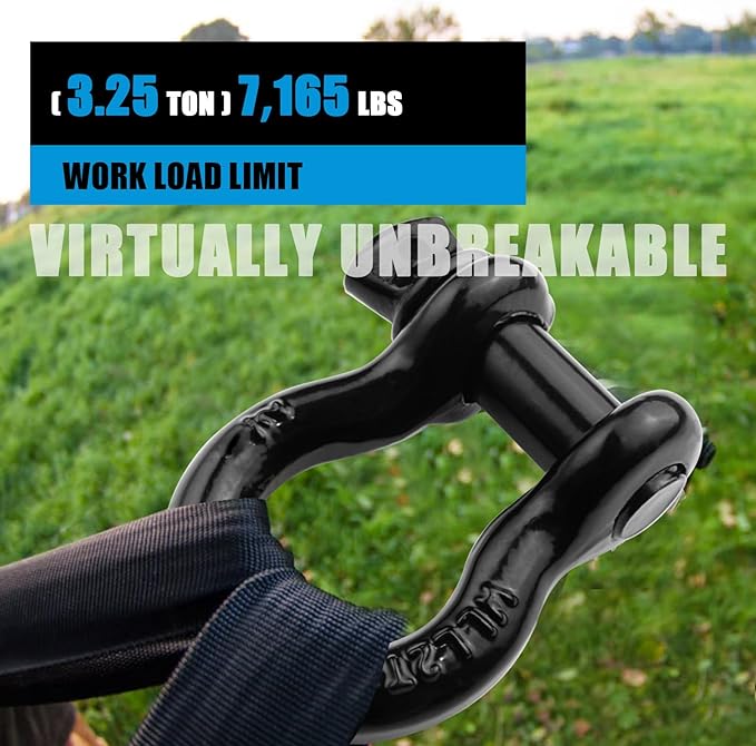 58" D Ring Shackles, Heavy Duty D-Ring Shackle with Screw Pin Clevis, for Most Vehicles with D-Ring Mounts Such as Jeeps, ATV's, Trucks, Trailers (4 Pack)
