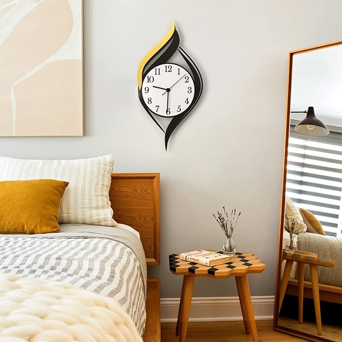MEISD Decorative Wall Clock for Living Room Decor, Modern Wall Clocks Battery Operated for Bedroom Kitchen Office Home, 23 Inch Acrylic Big Silent Creative Wall Clock Non Ticking