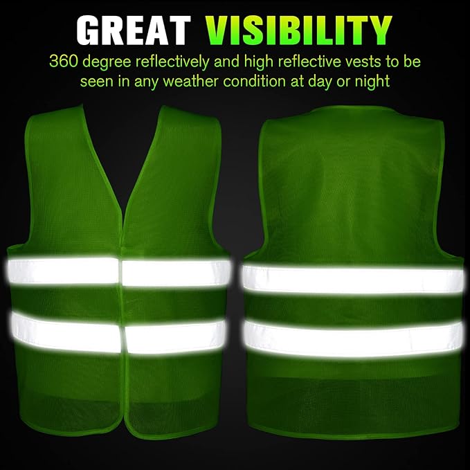 JaGely High Visibility Safety Vest, Bulk Reflective Mesh Safety Vest for Men and Women, Work, Cycling, Runner, Neon