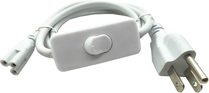 T5 T8 LED Wire Connector Power Cord LED Tube Power Extension Cord with on/Off Plug for LED T5 T8 Light Tube Integrated LED Light Fixture Extension Cable Wire (1.5M/5Ft US 3pin)