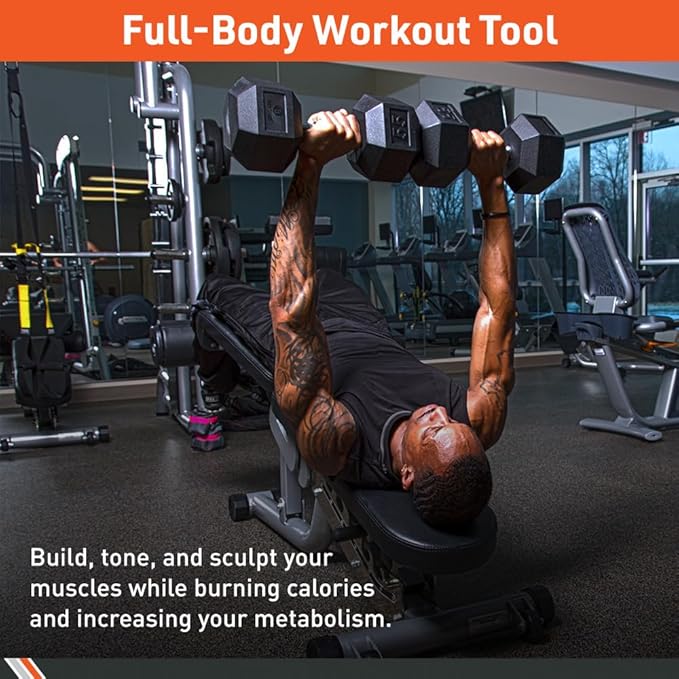 Body Sport Rubber Encased Hex Dumbbell Weight, Single – Dumbbells for Exercises – Strength Training Equipment – Home Gym Accessories – Weight Training 10 lbs