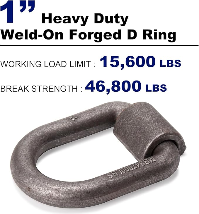 1" Heavy Duty Weld-On Forged D Ring with MBS:46,800 lbs,D-Ring Tie Down Anchor with Weld On Anchor Points for Trailer, Truck Cargo, RV, ATV Tiedowns, Farm Applications etc(4 Pack)