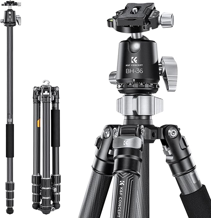 KF Concept X-Series 68 inch172cm Carbon Fiber Camera Tripod,Professional Photography Tripod with 36mm Metal Ball Head Load Capacity 16KG35.2lbs for Indoor Outdoor Use X284C4BH-36
