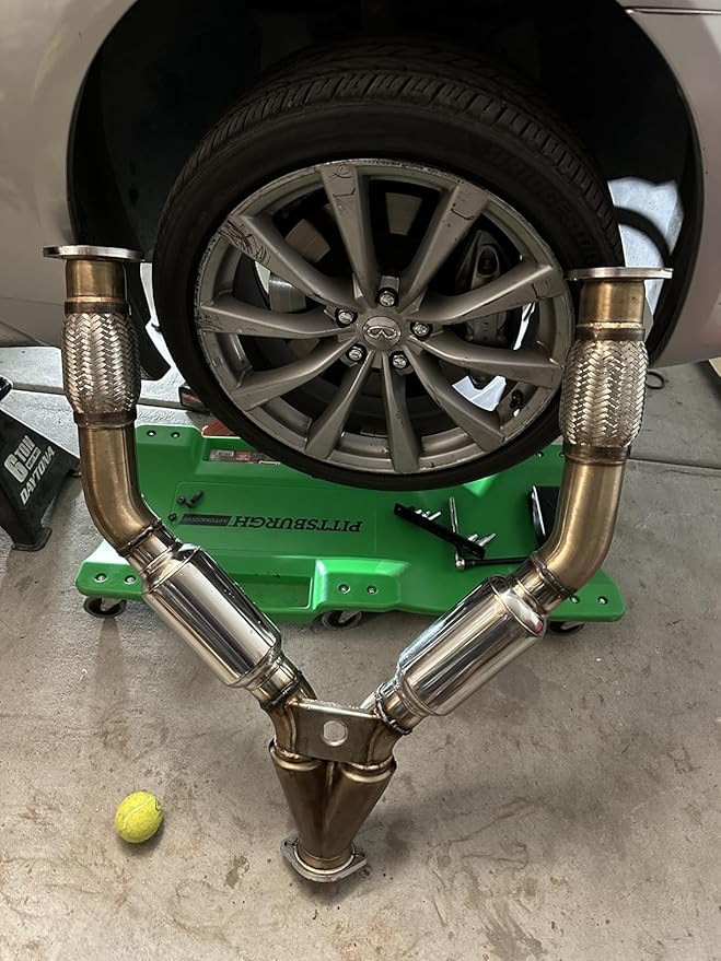 A-KARCK 4" Inlet Exhaust Resonator, 4" Inlet 4" Outlet 30" Overall Length Muffler Resonator Stainless Steel