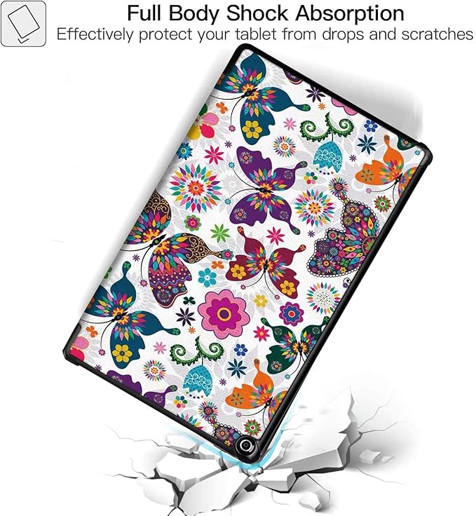 Case for Fire HD 10 Tablet (7th and 9th Generation, 2017 and 2019 Release) - Slim Folding Stand Cover with Auto Wake/Sleep .NOT for 2021 Released 11th Generation fire HD10 (Butterfly)