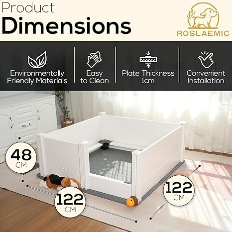48" x 48" Whelping Box for Large Breed Dogs with Rails, Suitable for LargeMedium Dogs, White