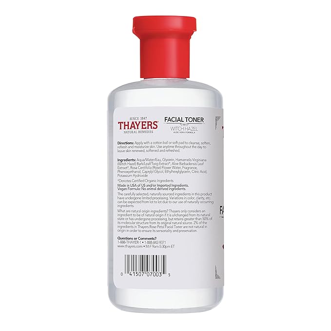 Thayers Facial Toner, Witch Hazel with Aloe Vera, Rose Petal, 12 Fl Oz