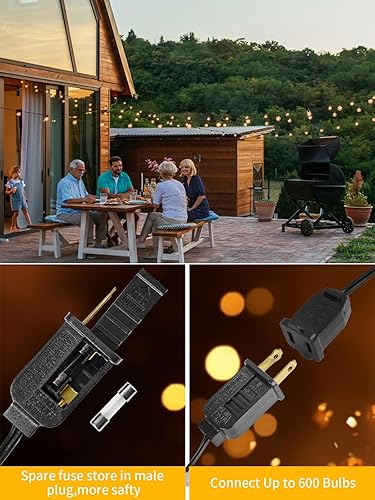 Yuusei String Lights for Outside 25 FT, Outdoor Lights for Patio with 12 1 Shatterproof LED Edison Bulbs, G40 Waterproof Connectable Hanging Lights for Backyard Bistro Party Balcony
