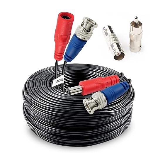 SHD 50Feet BNC Vedio Power Cable Camera Video BNC Cable Wire Cord for Surveillance CCTV Security System with Connectors(BNC Female and BNC to RCA)