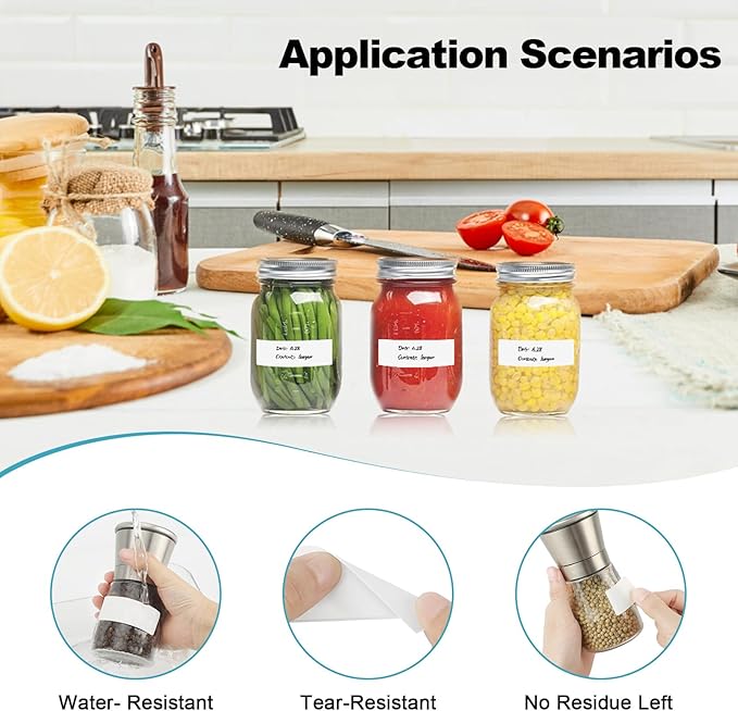 MaxGear 500 Removable Freezer Labels 1x3 Inch, Waterproof Oil Resistant Stickers for Food Containers Pantry Jars Organization, No Residue Easy Peel Design, 1 Roll