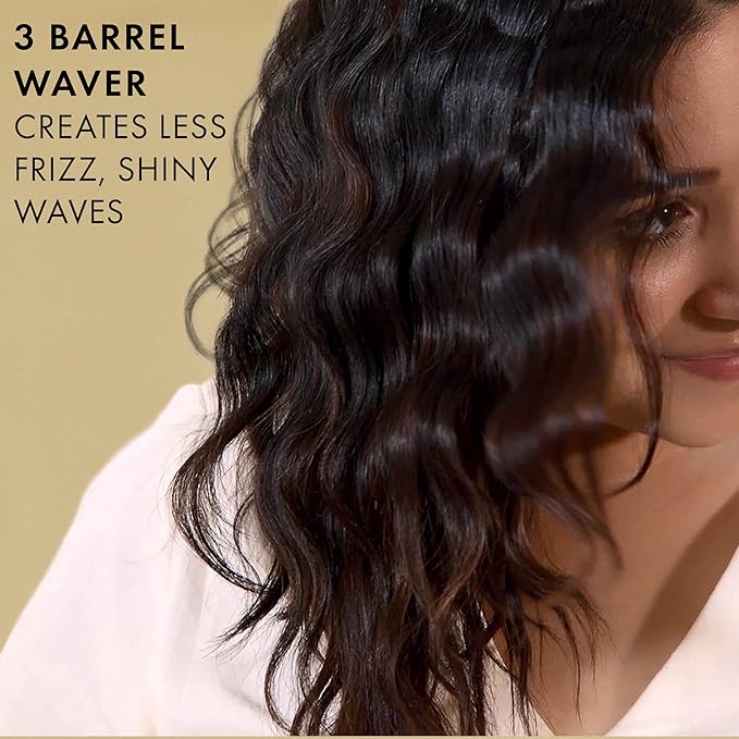 Hot Tools Pro Artist 24K Gold Digital 3 Barrel Hair Waver Long Lasting Defined Waves (Jumbo Size)