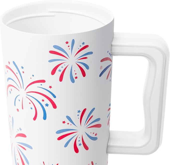 Simple Modern 40 oz Tumbler with Handle and Straw Lid 4th of July Insulated Reusable Stainless Steel Water Bottle Travel Mug Cupholder Use Gifts for Women Men Him Her Trek Signature Fireworks