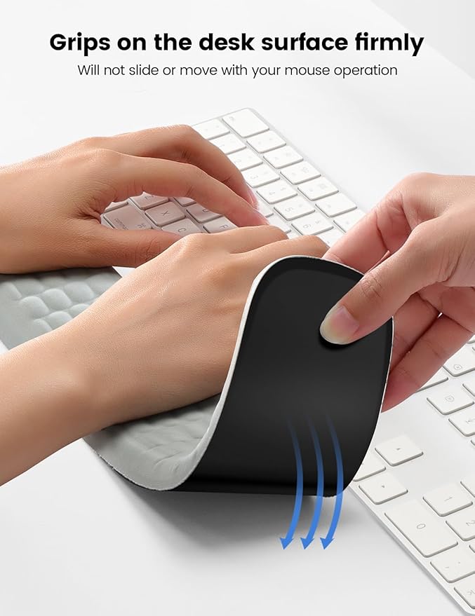 Memory foam gel wrist rest set for keyboard and mouse, ergonomic wrist support, for office, games, computer, laptop, Mac, gray color