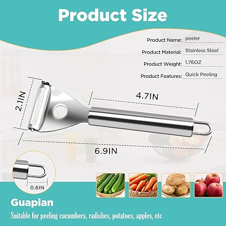 Premium Stainless Steel Vegetable Peeler Sharp and Durable Potato, Carrot, Fruit Peeler with Ergonomic Handle, Easy Grip, Peelers for Kitchen, for Effortless Food Prep in Kitchen