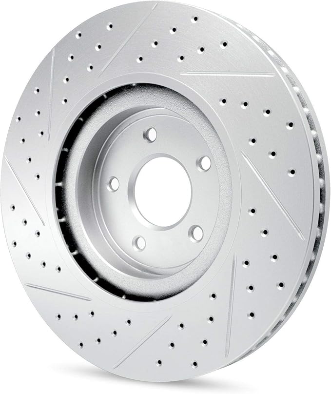 R1 Concepts Front Brake Rotor Kit Brake Rotors Brake Disc Drilled and Slottedfits 2013-2022 INFINITI JX35, Q50, Q60, QX50, QX60; Nissan Murano, Pathfinder