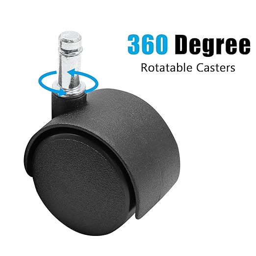 4pcs 2 Inch Swivel Caster Wheels, M8 Circlip Stem Caster Wheels, Heavy Duty Casters, Black Nylon Wheel Replacement for Furniture, Table, Cabinet, Shelf
