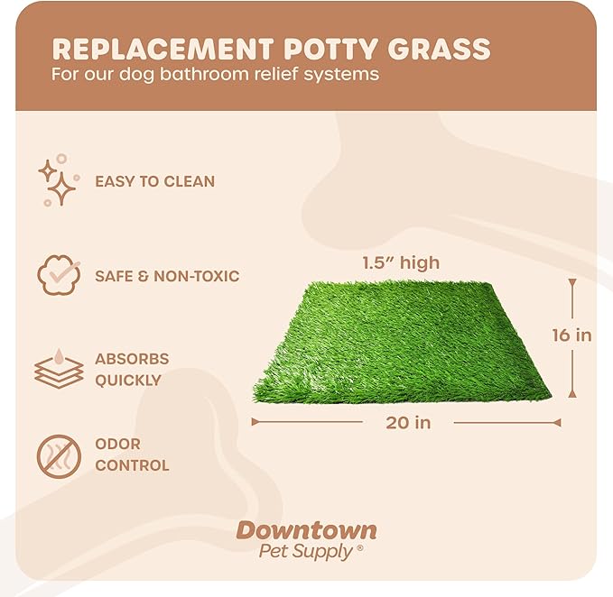 Downtown Pet Supply Replacement Dog Potty Grass, 16 x 20 - Washable Synthetic Grass Pad for Dogs, Suitable as Indoor or Outdoor Grass Pee Turf - Dog Housebreaking Supplies