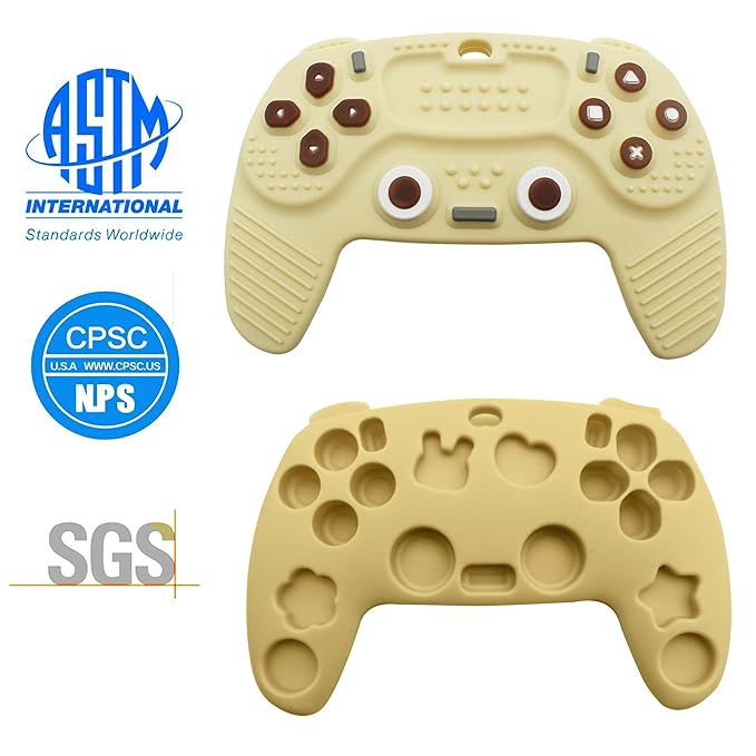 Teething Remote Control for Baby with Pacifier Clip, Funny Teethers for Baby for Baby Girl Or Boy,Teething Toys for Babies 3-6 6-12 Months((Yellow)